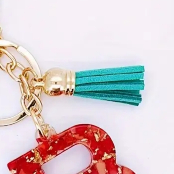 NEW! Resin Letter "B" Initial Keychain Purse 🎒 🚗 Charm w/ Fruit & Tassel - Picture 6 of 6